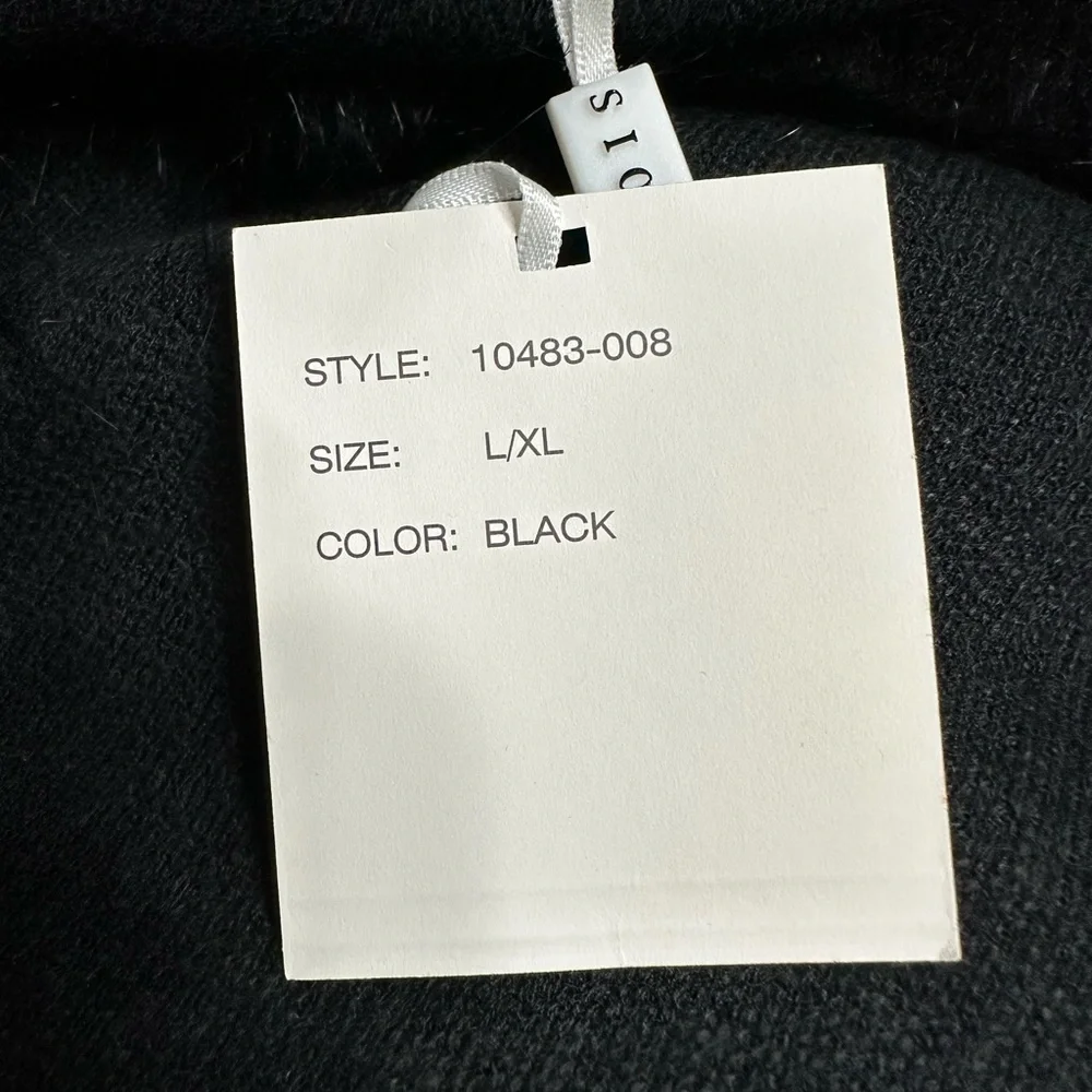 Sioni Black Knit Faux Fur Cape, L/XL, NWT - Picture 10 of 12